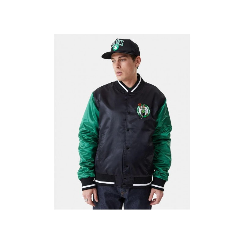 Chaquetta NBA Boston Celtics New Era Satin Negro