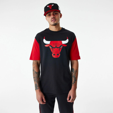 New Era Colour Block Oversize T-shirt NBA Chicago Bulls Black