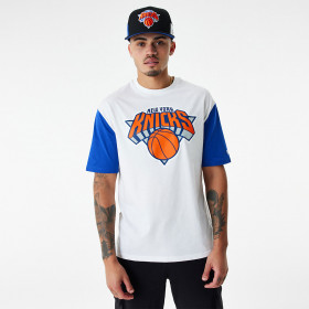T-Shirt NBA New York Knicks New Era Colour Block Oversize Blanc