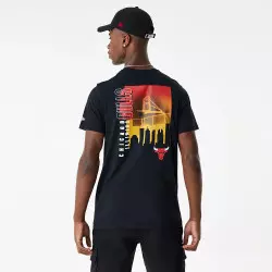 T-Shirt NBA Chicago Bulls New Era Skyline Graphic Oversize Noir