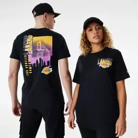 Camiseta NBA Los Angeles Lakers New Era Skyline Graphic Oversize negro