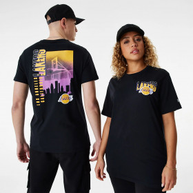 T-Shirt NBA Los Angeles Lakers New Era Skyline Graphic Oversize Noir