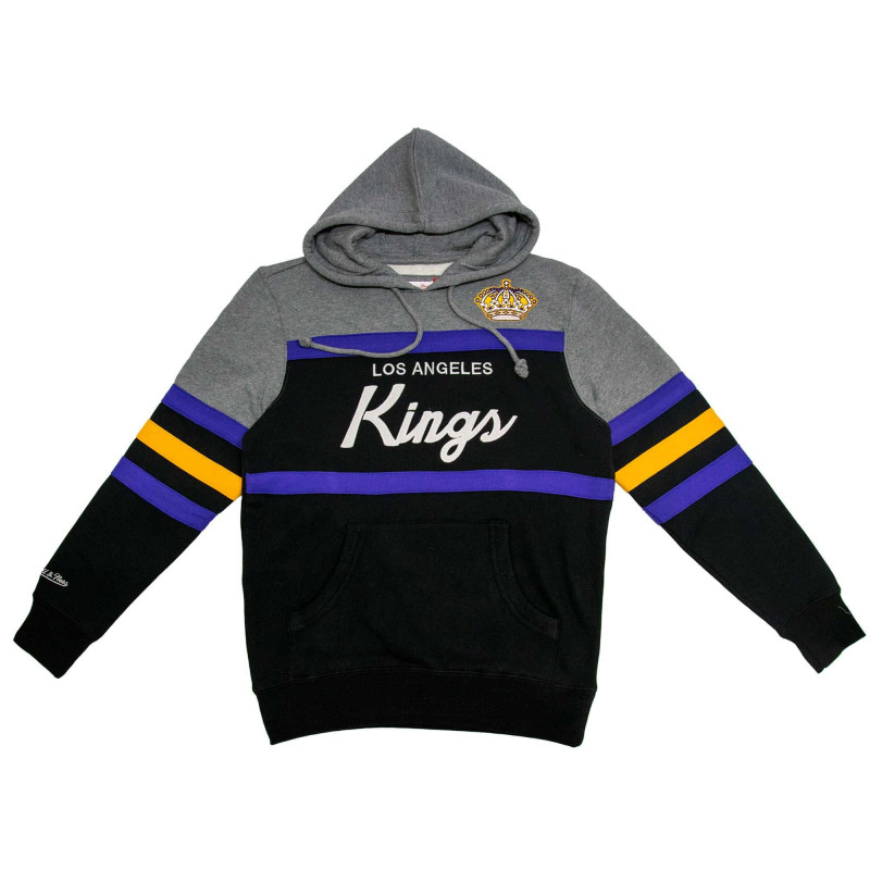 Sweat à capuche NHL Los Angeles Kings Mitchell & Ness Headcoach Logo Gris