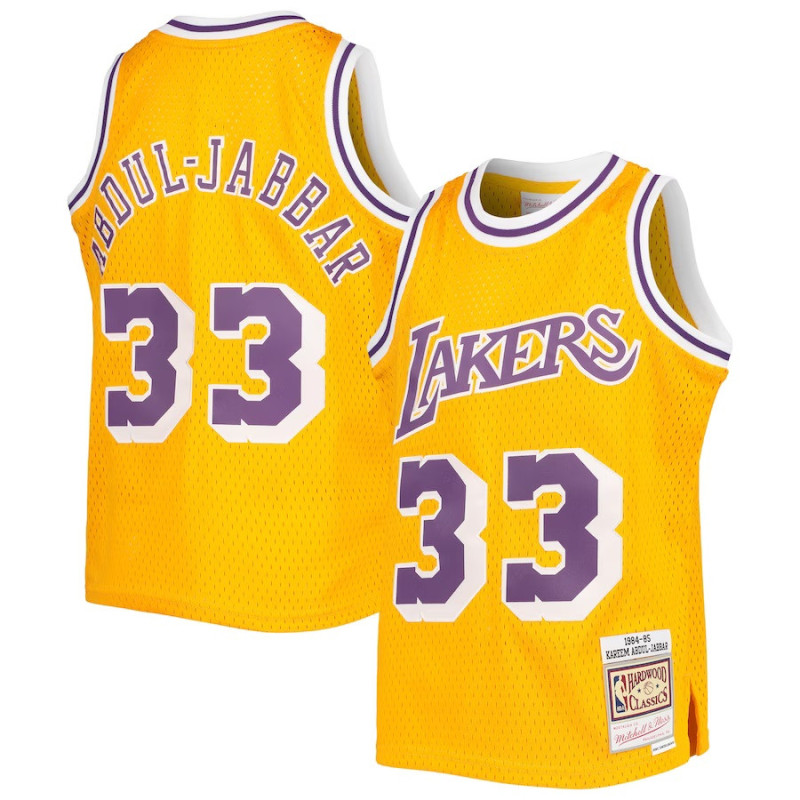 Kid's Mitchell & Ness NBA Jersey Kareem Abdul-Jabbar Los Angeles Lakers 1984-85 Gold Kid's Mitchell & Ness NBA Jersey Kareem Abdul-Jabbar Los Angeles Lakers 1984-85 Gold