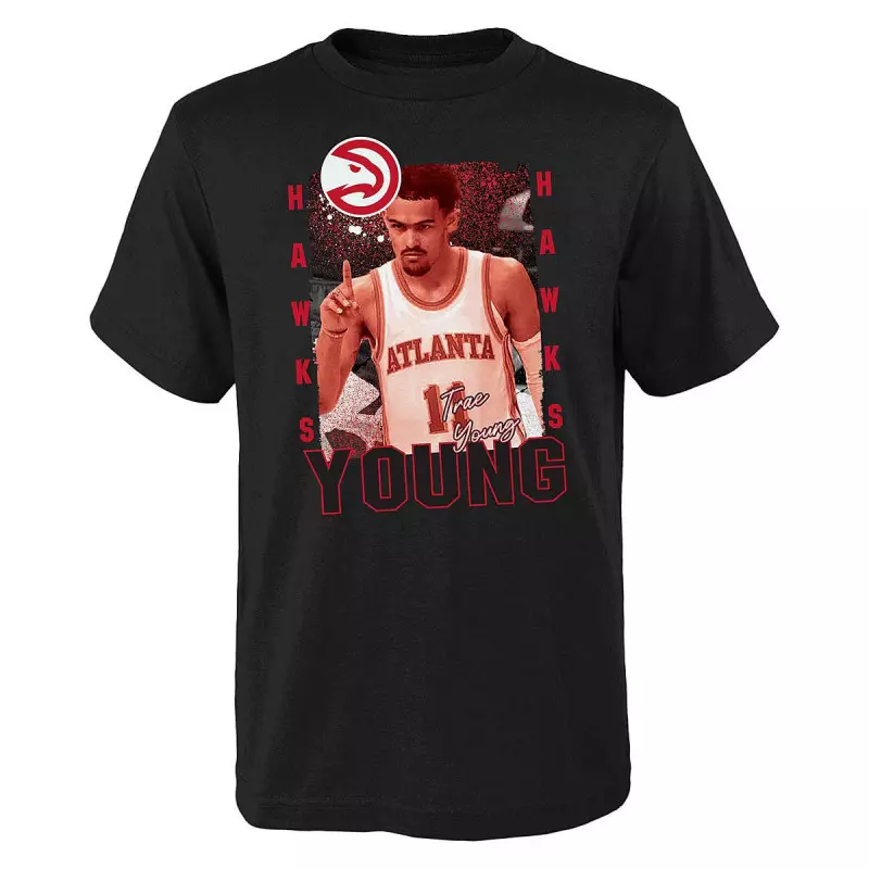 T-shirt NBA Trae Young Atlanta Hawks Outerstuff Celebration Noir pour Junior