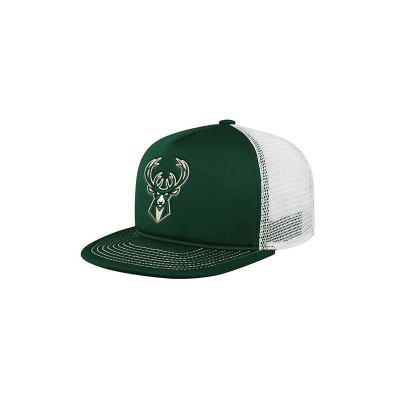 Gorra NBA Milwaukee Bucks Outerstuff Foam Front Trucker verde para Chico