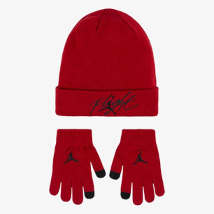 Boy's Jordan Flight pom Beanie set Red