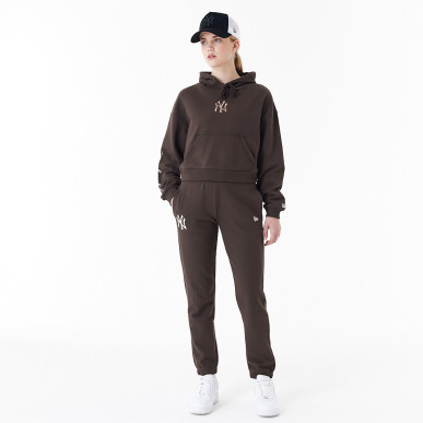 Sweat à Capuche MLB New York Yankees New Era Lifestyle Crop Marron pour femme