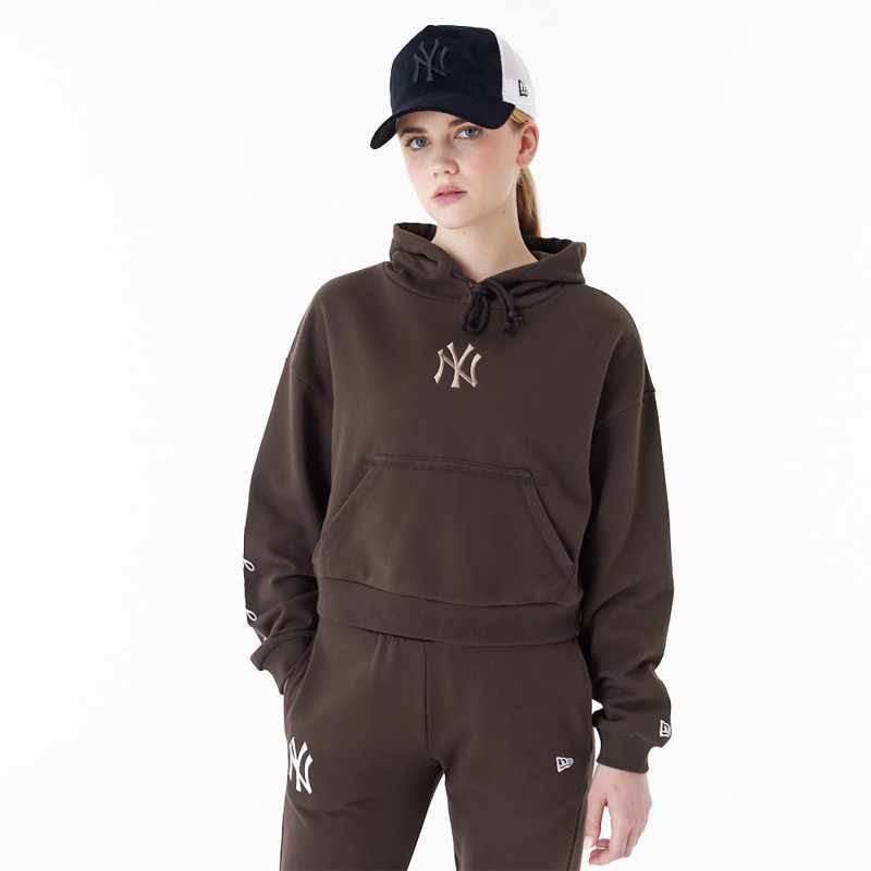 Women's New Era Lifestyle Crop Hoodie MLB New York Yankees Maroon