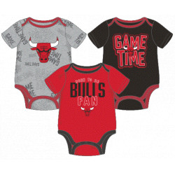 Newborn NBA Chicago Bulls 3 creeper Game time para bebe