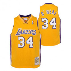 Camiseta NBA Shaquille O'neal Los Angeles Lakers 1999 Mitchell & ness Hardwood Classic amarillo para nino