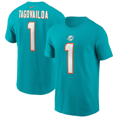 NFL Tua Tagovailoa Miami Dolphins Nike Player Aqua T-Shirt - Official Dolphins Fan Tee