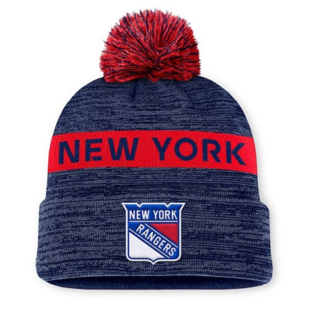 NHL New York Rangers Fanatics Authentic Pro Rink Beanie Cuff With POM