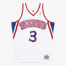 Camiseta NBA Allen Iverson 1996-97 Philadelphia Sixers Home Road Mitchell & Ness Hardwood Classic Swingman Blanca