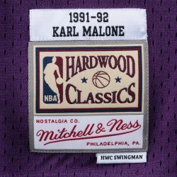 Camiseta NBA Karl Malone Utah Jazz 1991-92 Mitchell & Ness Hardwood Classic Swingman Morado