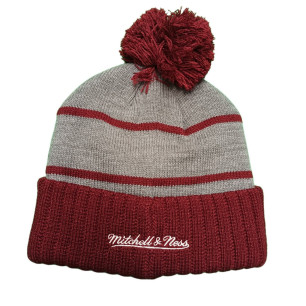 Bonnet NBA Chicago Bulls Mitchell & Ness Cardinal Pom Knit Gris