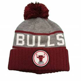 Bonnet NBA Chicago Bulls Mitchell & Ness Cardinal Pom Knit Gris