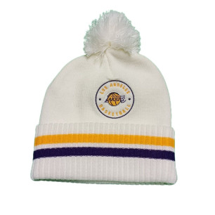 Bonnet NBA Los Angeles Lakers Mitchell & Ness Oatmeal Pom Knit Beige