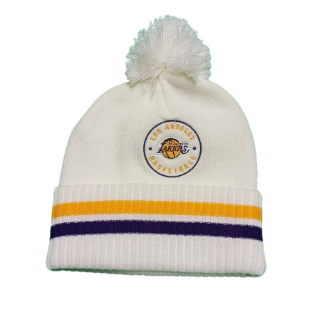 Bonnet NBA Los Angeles Lakers Mitchell & Ness Oatmeal Pom Knit Beige