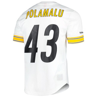 Camiseta NFL Troy Polamalu Pittsburgh Steelers Mitchell & Ness N&N Mesh Blanco
