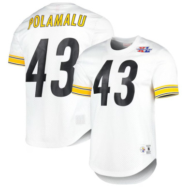 Men's Mitchell & Ness N&N Mesh Jersey NFL Troy Polamalu Pittsburgh Steelers White