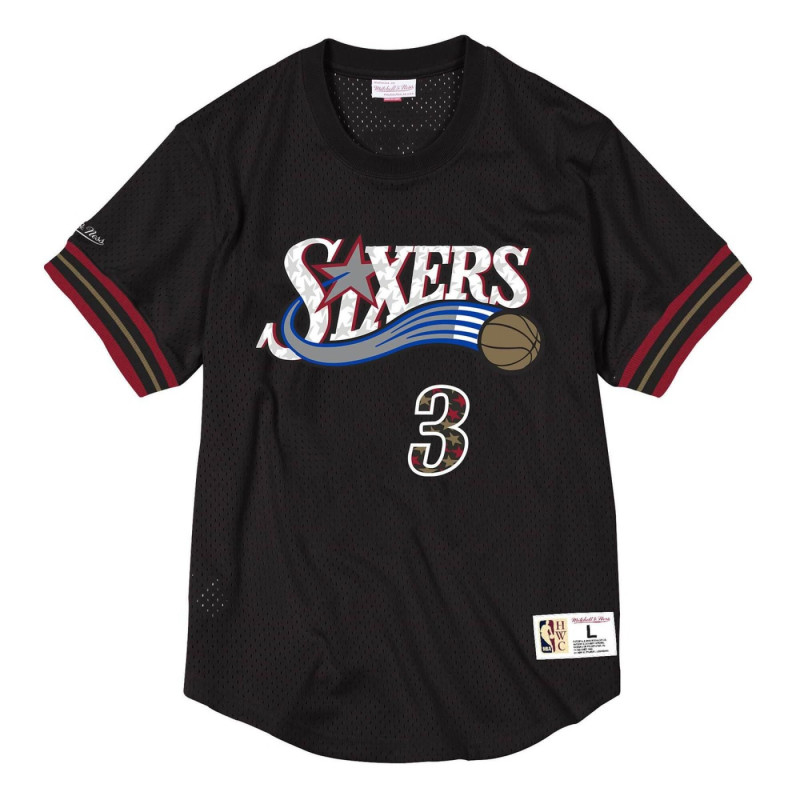 T-Shirt NBA Allen Iverson Philadelphia 76ers Mitchell & Ness Mesh Noir