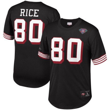 Men's Mitchell & Ness N&N Mesh Jersey NFL Jerry Rice San Francisco 49ers Black