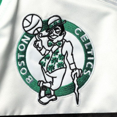 Men's Mitchell & Ness Special Script Heavyweight Satin Jacket NBA Boston Celtics Green