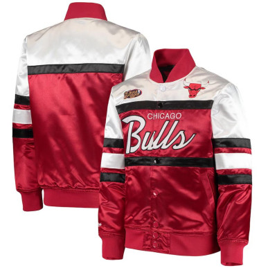 Men's Mitchell & Ness Special Script Heavyweight Satin Jacket NBA Chicago Bulls Red