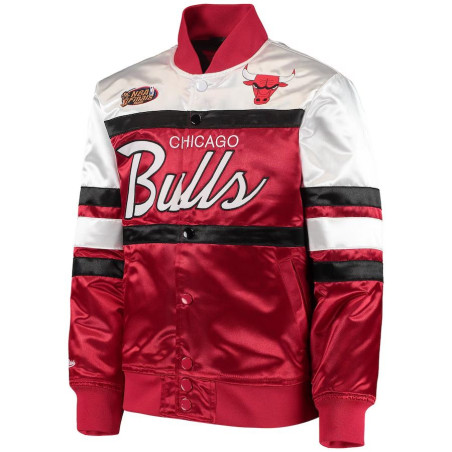 Blouson NBA Chicago Bulls Mitchell & Ness Special Script Heavyweight Satin Rouge