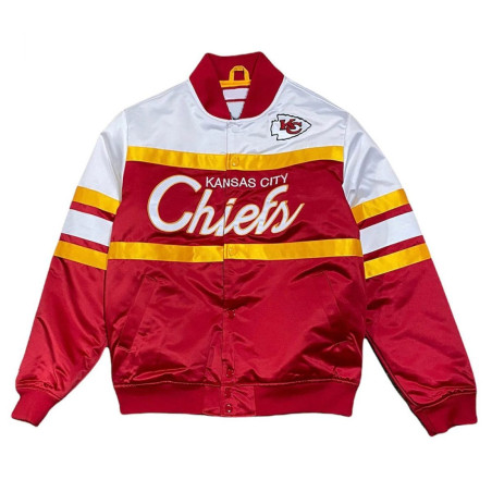 Blouson NFL Kansas City Chiefs Mitchell & Ness Special Script Heavyweight Satin Rouge