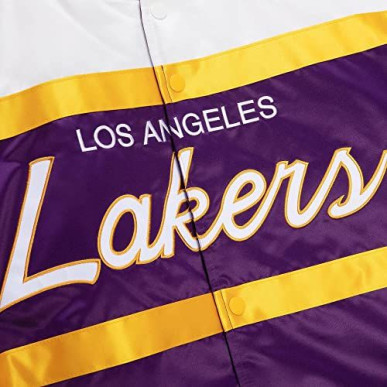 Chaqueta NBA Los Angeles Lakers Mitchell & Ness Special Script Heavyweight Satin Morando