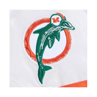 Blouson NFL Miami Dolphins Mitchell & Ness Special Script Heavyweight Satin Bleu
