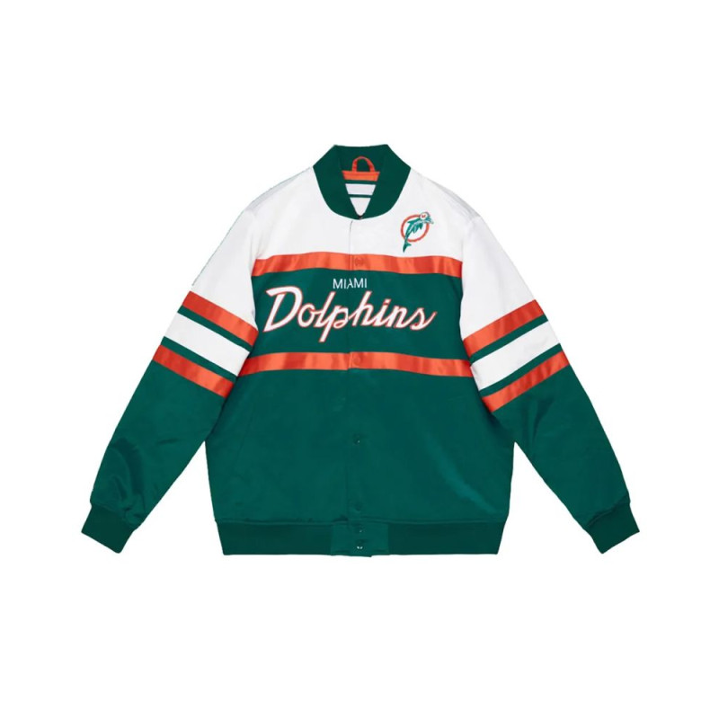 Blouson NFL Miami Dolphins Mitchell & Ness Special Script Heavyweight Satin Bleu