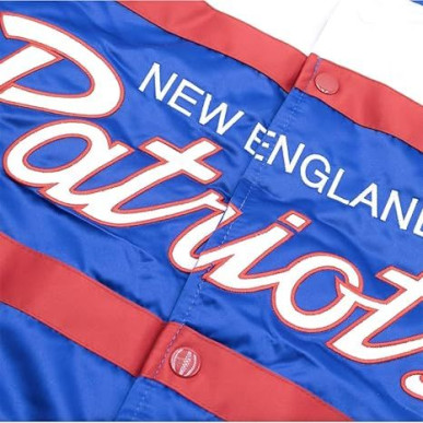 Blouson NFL New England Patriots Mitchell & Ness Special Script Heavyweight Satin Bleu