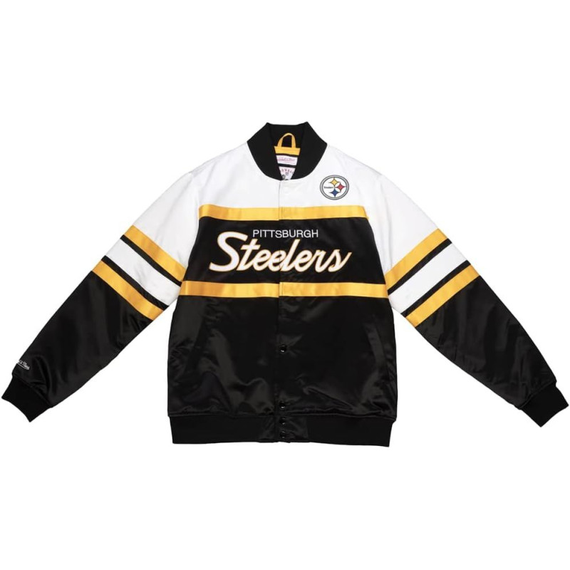 Men's Mitchell & Ness Special Script Heavyweight Satin Jacket NFL Pittsburgh Steelers Black Men's Mitchell & Ness Special Script Heavyweight Satin Jacket NFL Pittsburgh Steelers Black