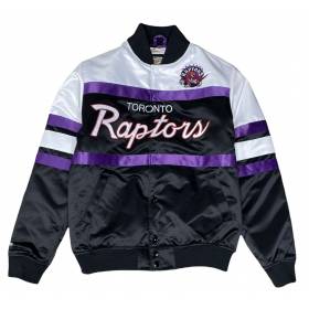 Men's Mitchell & Ness Special Script Heavyweight Satin Jacket NBA Toronto Raptors Black