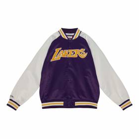 Men's Mitchell & Ness Special Primetime Lightweight Satin Jacket NBA Los Angeles Lakers Purple