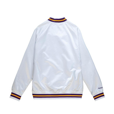 Men's Mitchell & Ness Lightweight Satin Jacket NBA Los Angeles Lakers White