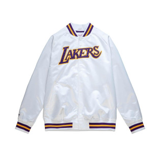Blouson NBA Los Angeles Lakers Mitchell & Ness Lightweight Satin Blanc