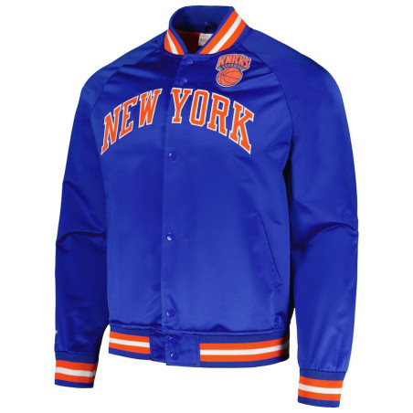 Blouson NBA New York Knicks Mitchell & Ness Lightweight Satin Bleu