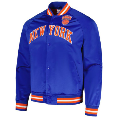 Blouson NBA New York Knicks Mitchell & Ness Lightweight Satin Bleu