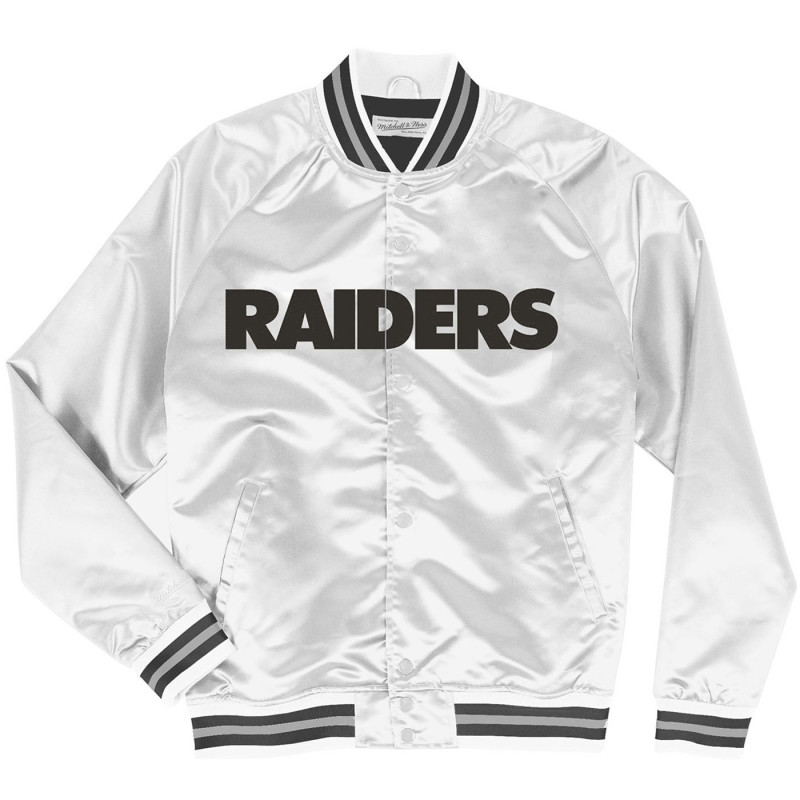 Veste NFL Las Vegas Raiders Mitchell & Ness Lightweight satin Blanc Veste NFL Las Vegas Raiders Mitchell & Ness Lightweight satin Blanc