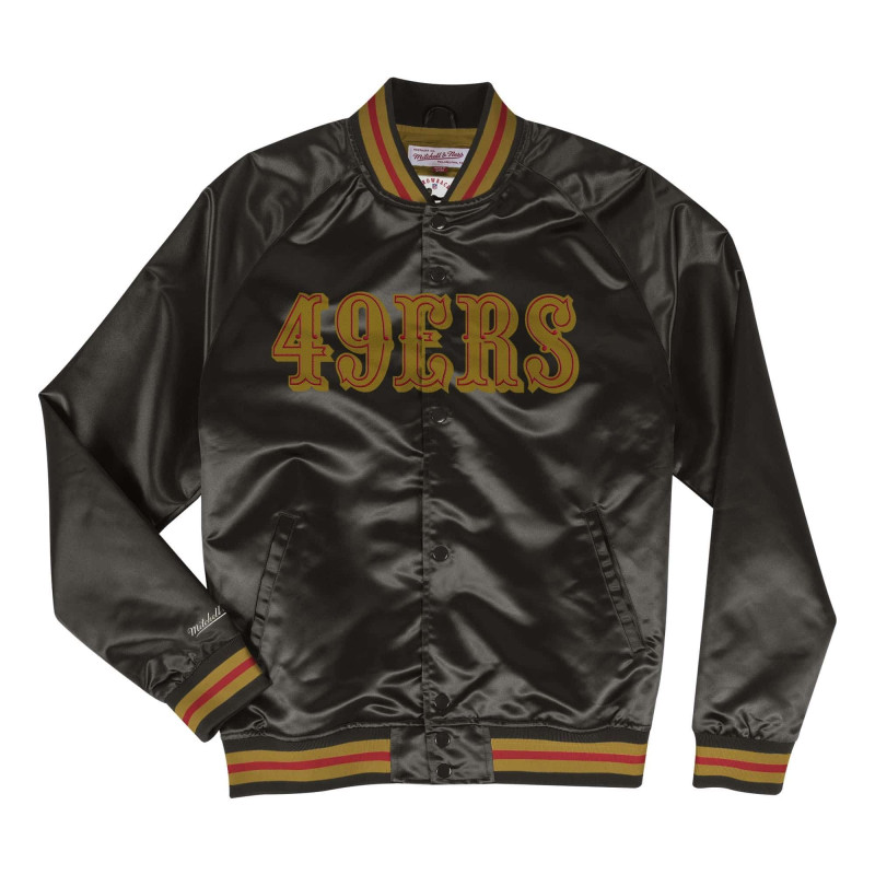 Men's Mitchell & Ness Lightweight satin Jacket NFL San Francisco 49ers Black Men's Mitchell & Ness Lightweight satin Jacket NFL San Francisco 49ers Black