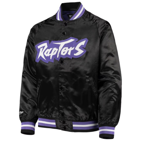 Men's Mitchell & Ness Lightweight Satin Jacket NBA Toronto Raptors Black