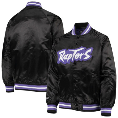 Men's Mitchell & Ness Lightweight Satin Jacket NBA Toronto Raptors Black