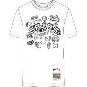 Men's Mitchell & Ness Doodle T-shirt NBA San Antonio Spurs White