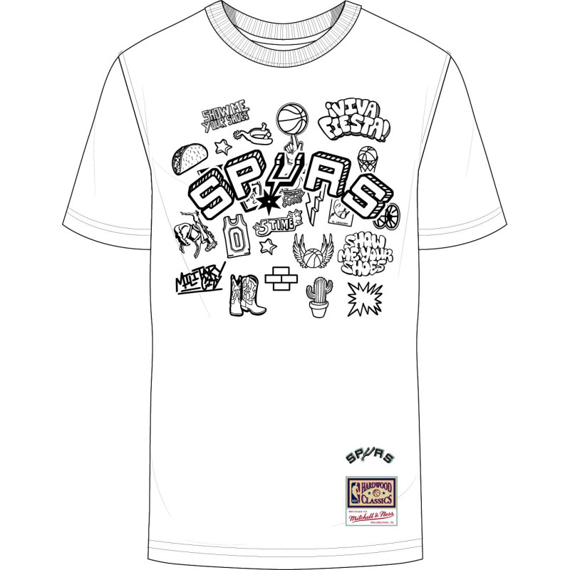 Men's Mitchell & Ness Doodle T-shirt NBA San Antonio Spurs White Men's Mitchell & Ness Doodle T-shirt NBA San Antonio Spurs White