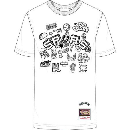T-Shirt NBA San Antonio Spurs Mitchell & Ness Doodle Blanc