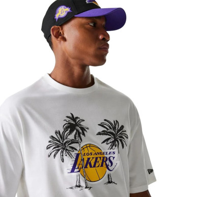T-shirt NBA Los Angeles Lakers New Era Palm tree Blanco